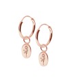 Rose Birth Flower Silver Hoop Earring Charms HO-2700